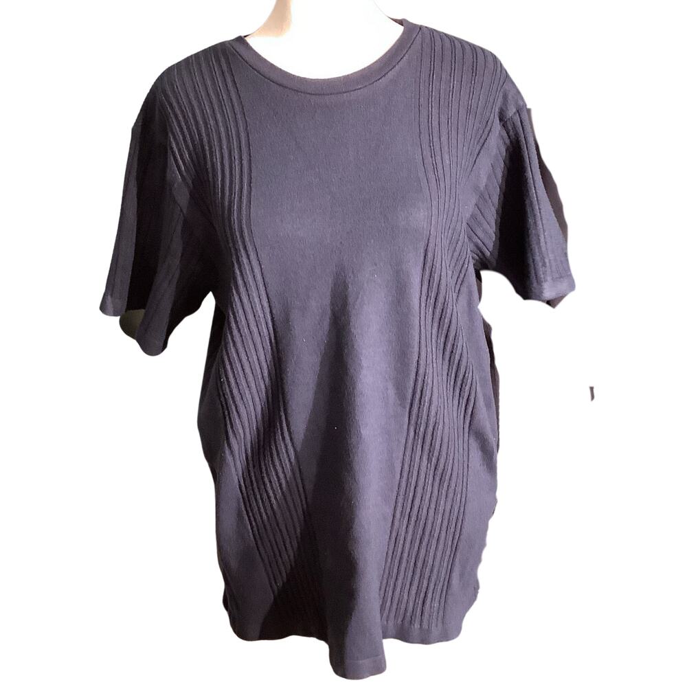 Positano Ribbed Knit Top Women’s Size Large – Classic, Textured, Short Sleeve